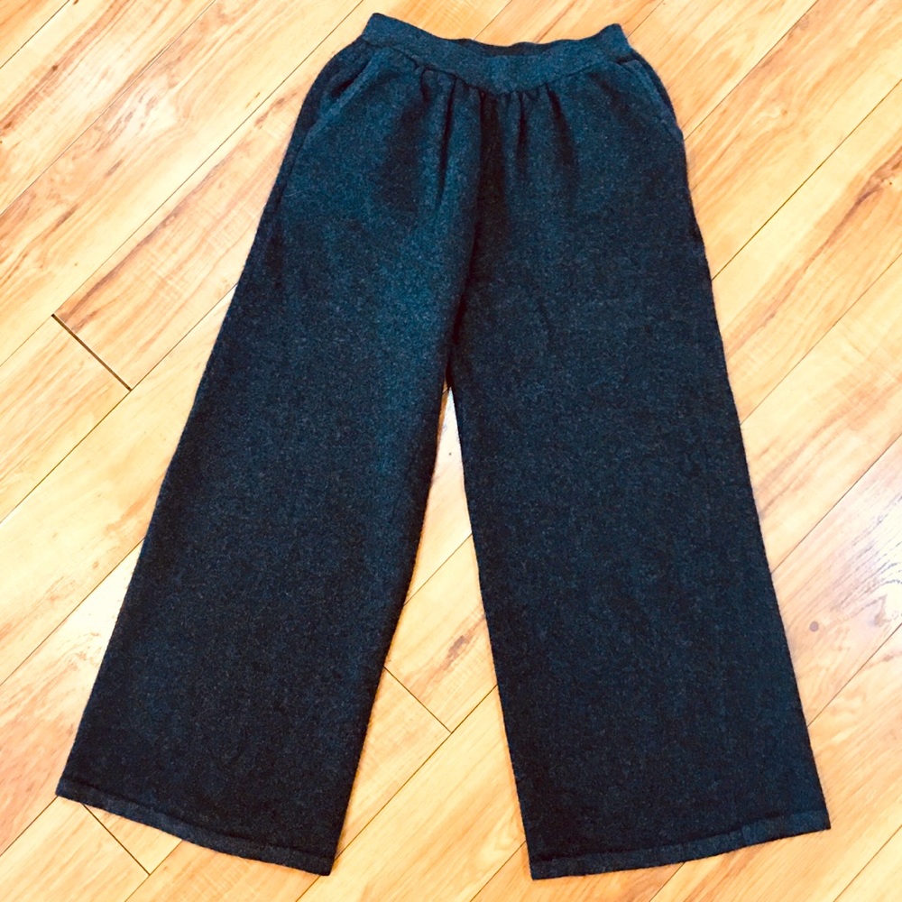 NAP wide leg wool pants dark grey gray trending loungewear preppy small